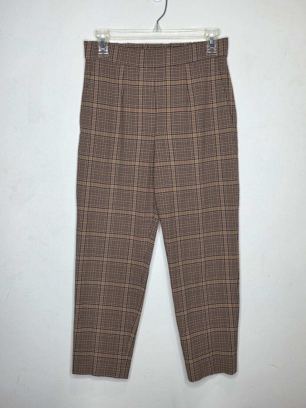 Babaton Aritzia brown tan plaid pull on dress pants - 2 - career corpcore